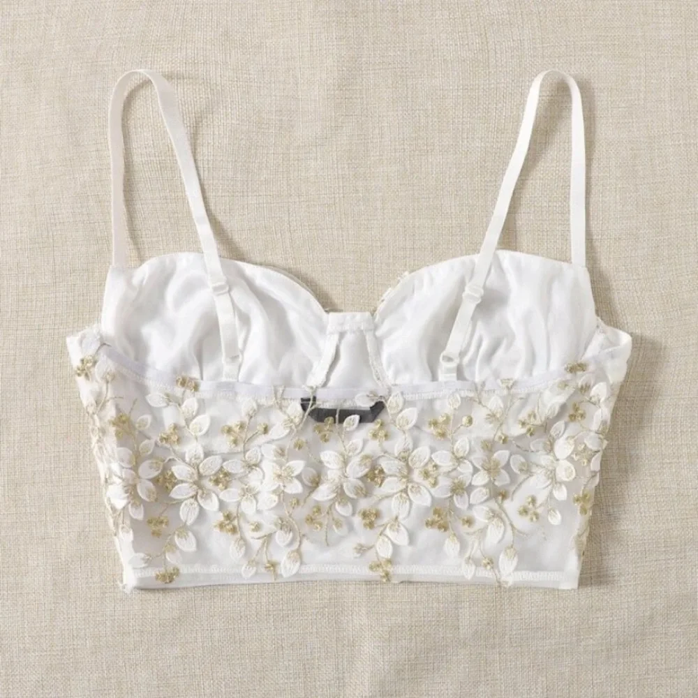 ✨White & Gold Bustier Style Crop✨ - Picture 2 of 5